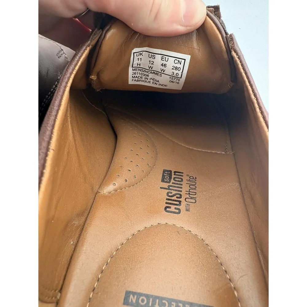 Clarks Shoes Mens Size 12 Brown Leather Cap Toe Oxford Dress Comfort Collection